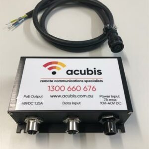 IP67 DC POE, M12, 10-40 VDC Input, 48 VDC Output, 7A, GB, Includes 3-Wire Harness