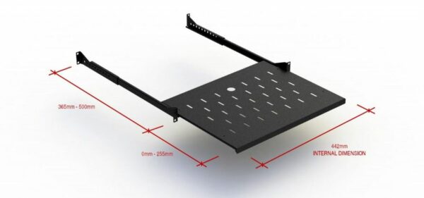 1RU SLIDING SHELF 450MM TO 600MM CABINETS & RACKS. SHELF DIMS 350MM D X 417MM W - Image 2