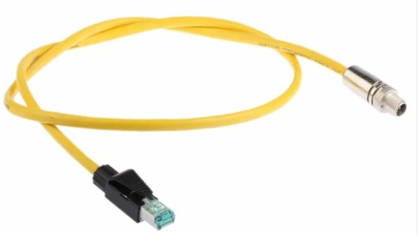 M12 X-Code, to Straight RJ45 Cable assembly, 8 Core 1m Cable