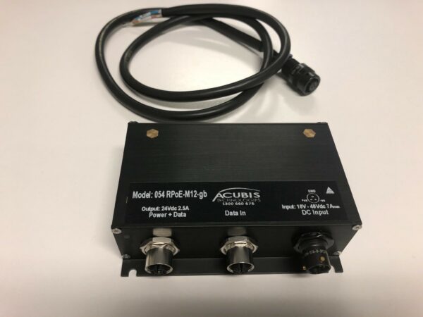 IP67 DC POE, M12, 10-40 VDC Input, 24VDC Output, 7A, GB, Includes 3-Wire Harness
