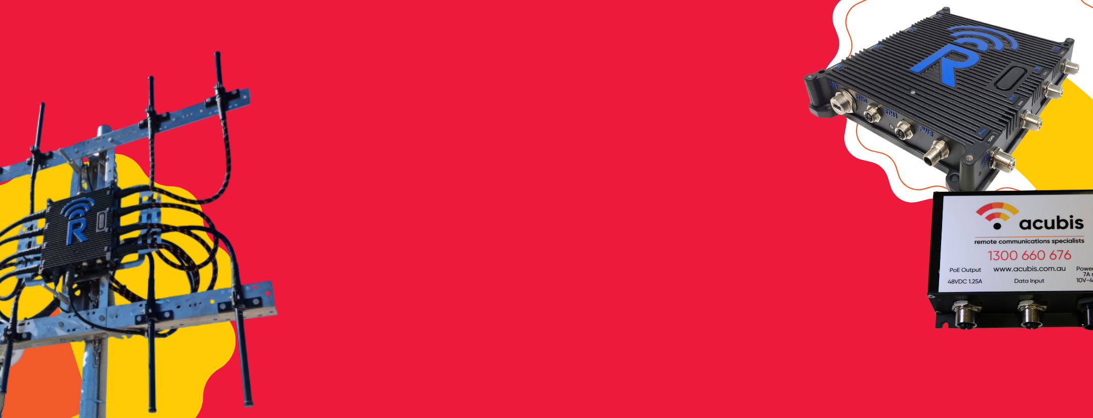 banner showing examples of Acubis wireless network equipment