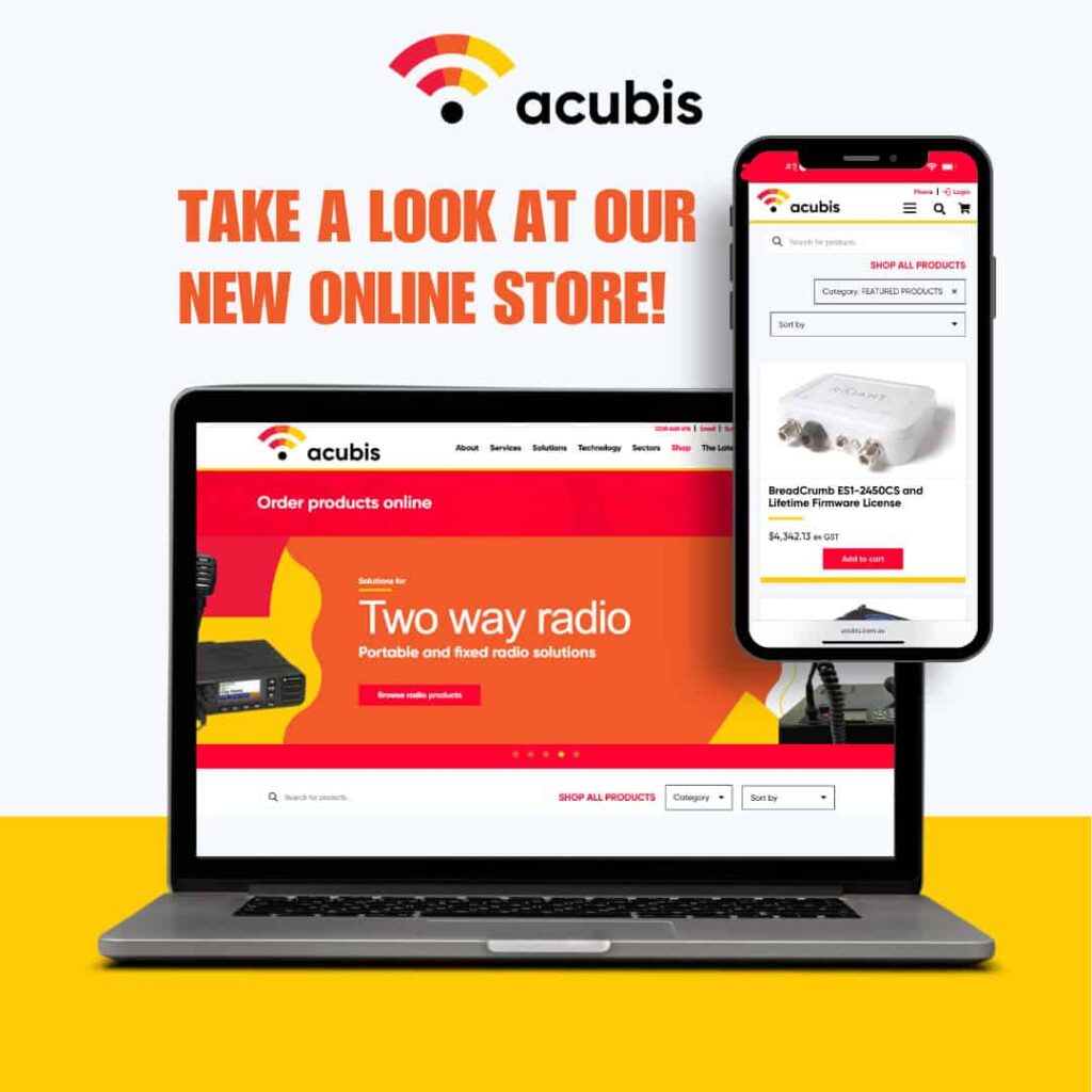 laptop and smart phone showing the Acubis online store