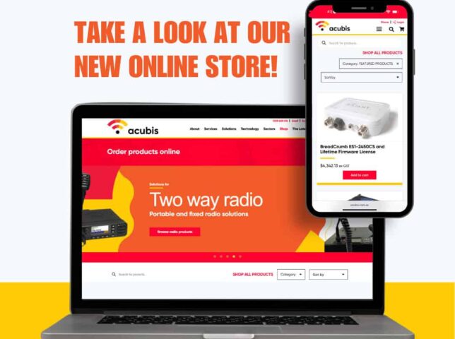 laptop and smart phone showing the Acubis online store