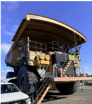 Haul truck on an open cut coal mine site, part of the fleet fitted during the communications network upgrade